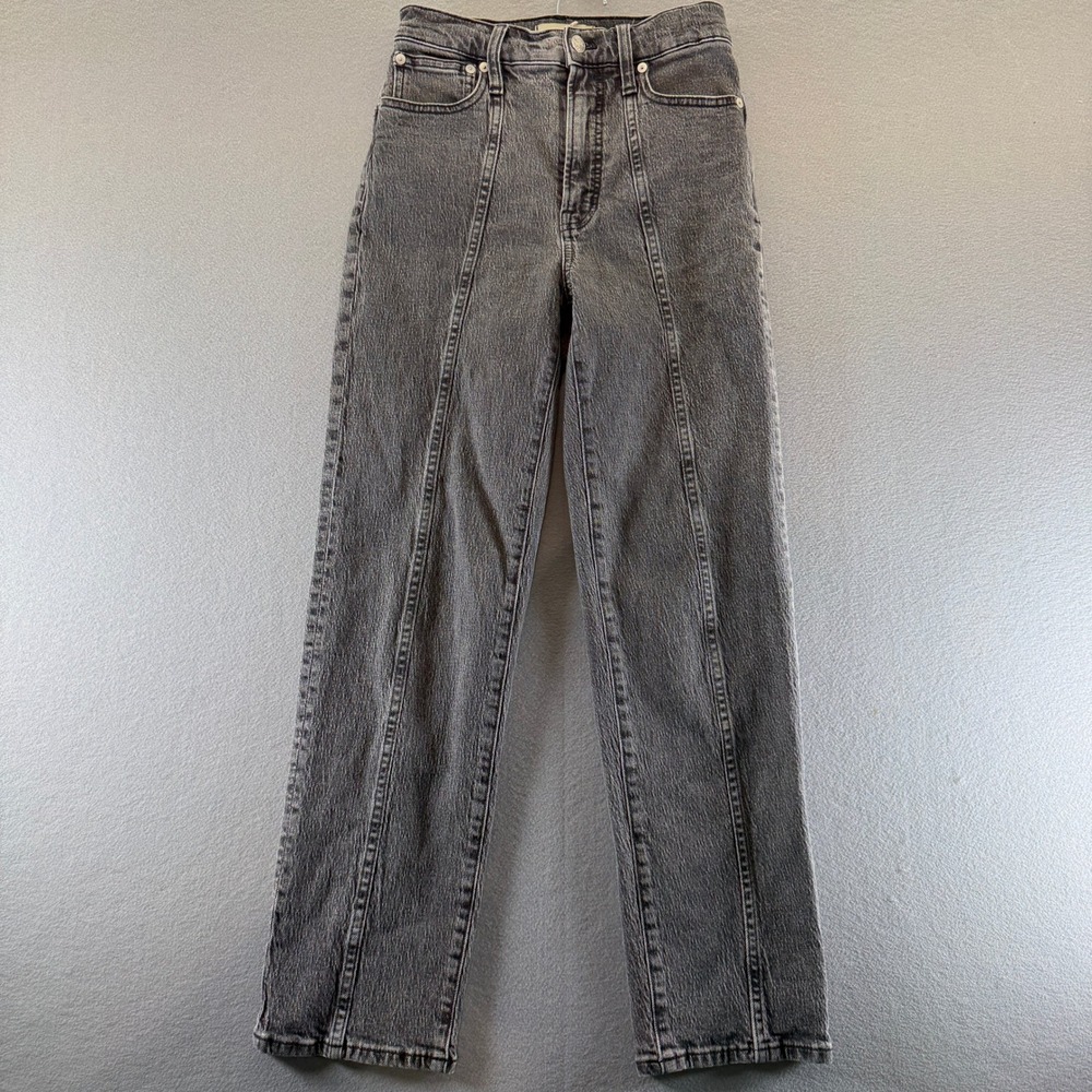 Madewell The Perfect Vintage Straight Jean Grey Seam Front Denim 24 High Rise